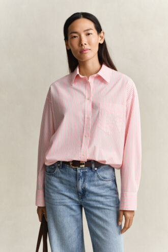 Camisas clássicas oversized em popeline às riscas