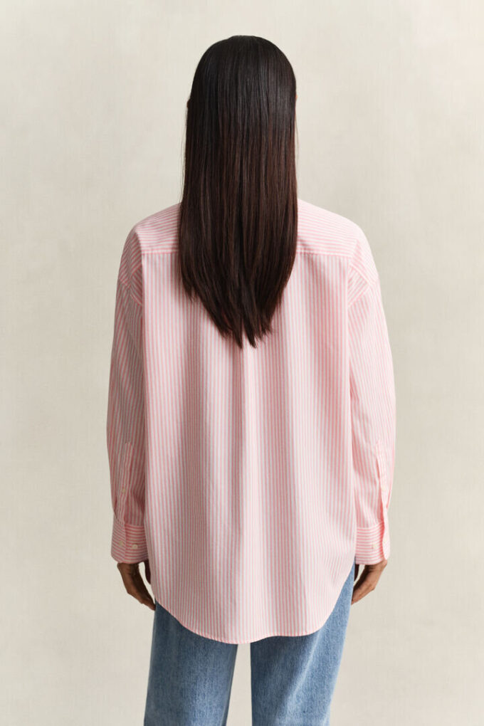 Camisas clássicas oversized em popeline às riscas