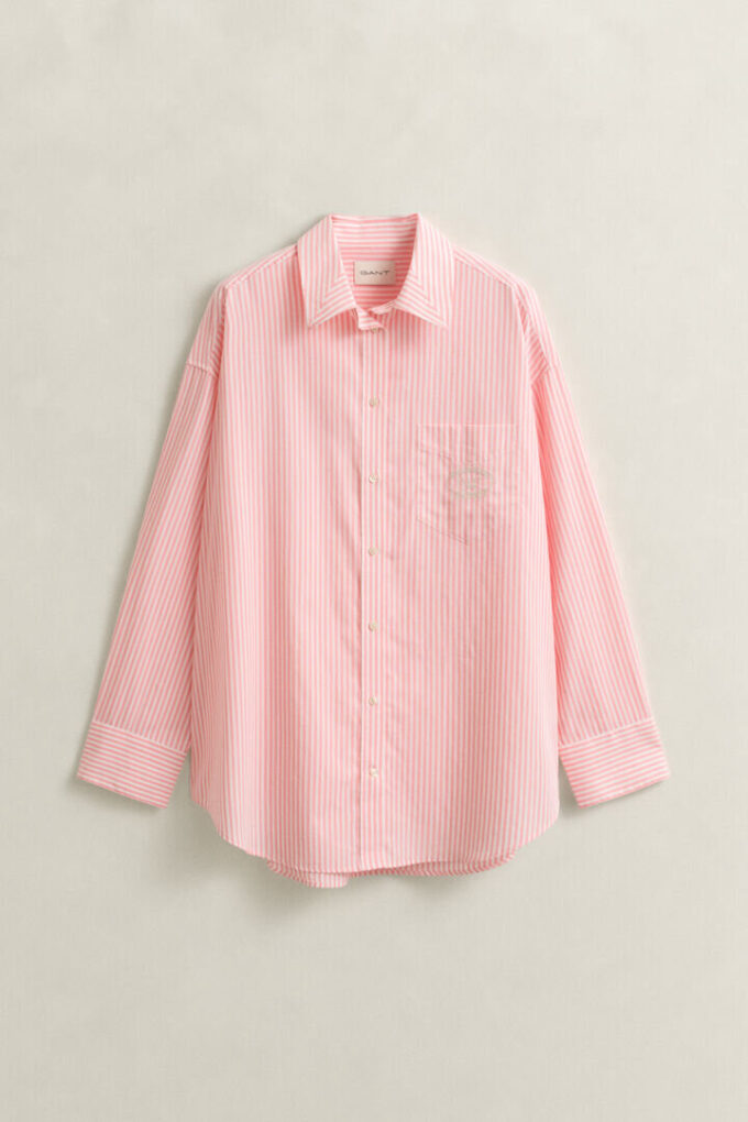 Camisas clássicas oversized em popeline às riscas