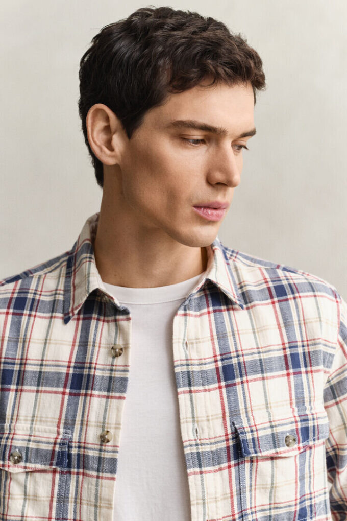 Camisas com bolsos de patch em sarja