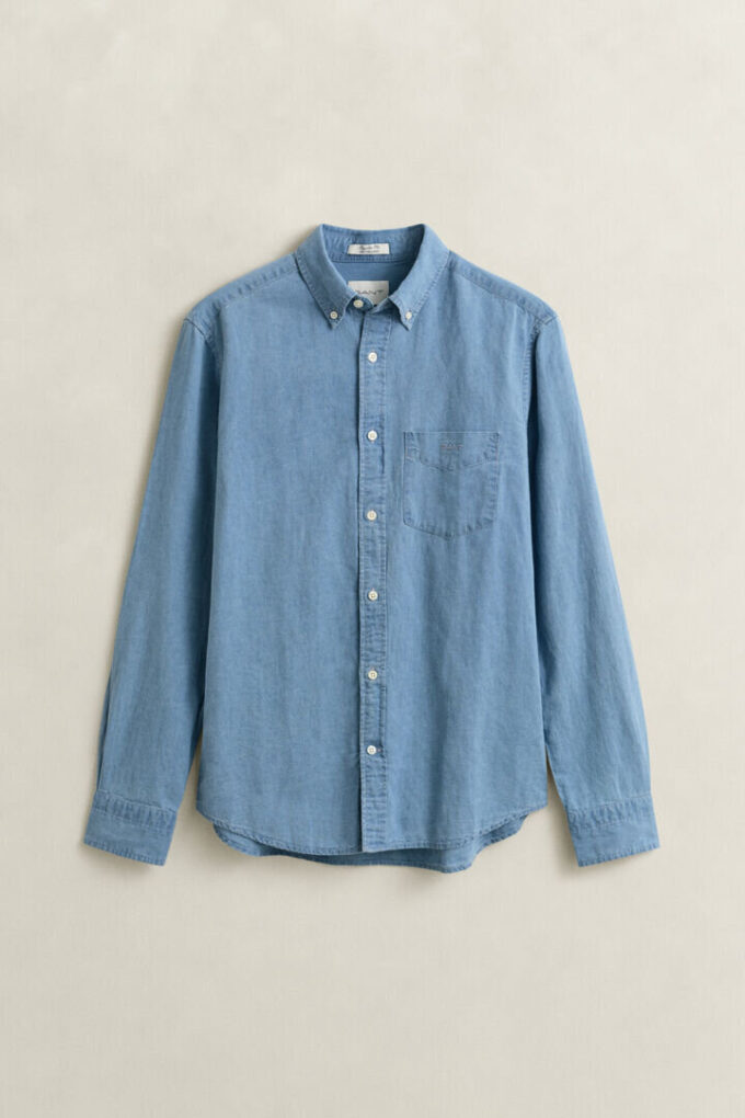Camisas de algodão e linho índigo