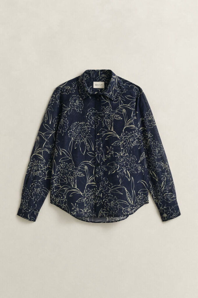 Camisas de algodão e seda com estampado floral e corte regular