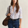 Camisas de algodão e seda com padrão floral