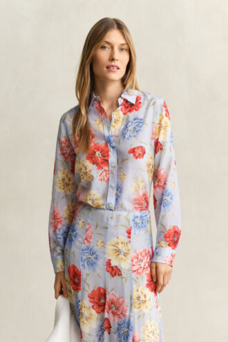 Camisas de algodão e seda com padrão floral