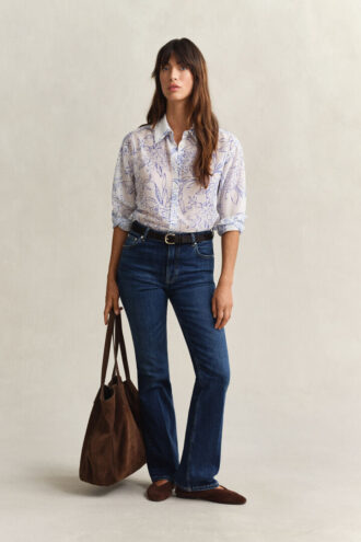 Camisas de algodão e seda com padrão floral
