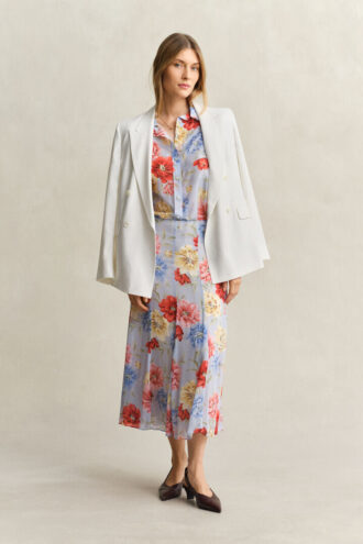 Camisas de algodão e seda com padrão floral
