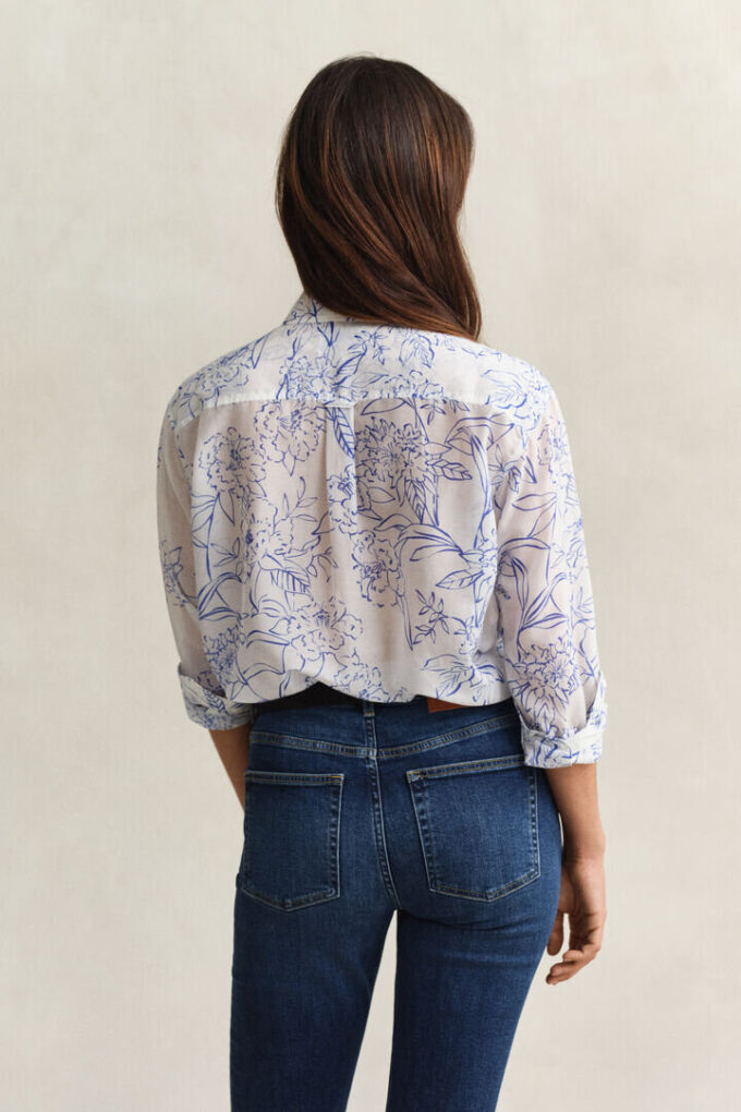 Camisas de algodão e seda com padrão floral