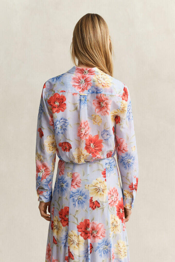 Camisas de algodão e seda com padrão floral