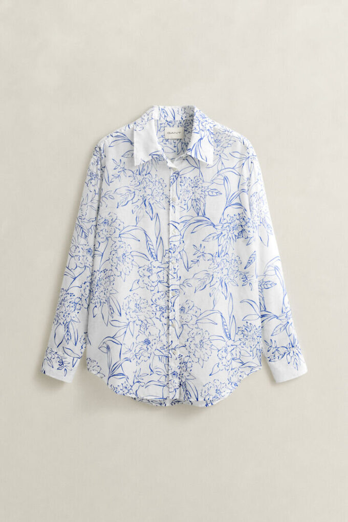 Camisas de algodão e seda com padrão floral