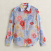 Camisas de algodão e seda com padrão floral
