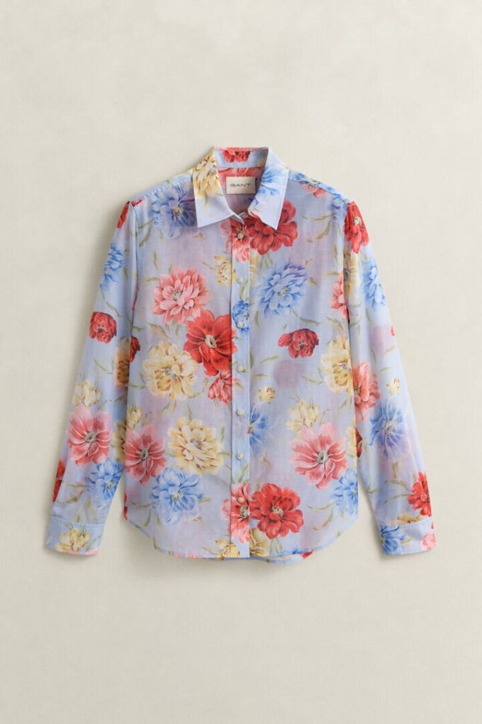 Camisas de algodão e seda com padrão floral