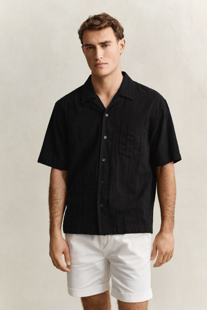 Camisas de corte descontraído com riscas Dobby