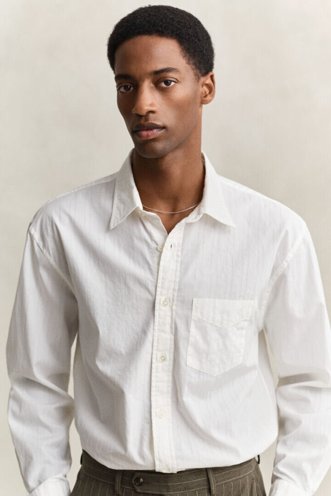 Camisas de corte descontraído com riscas Dobby