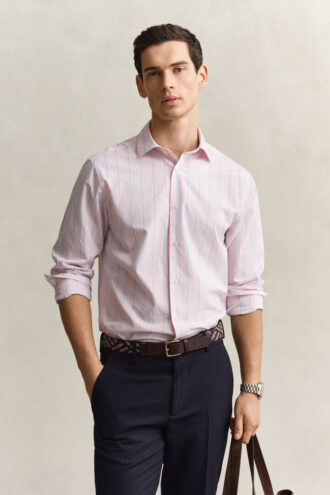 Camisas de corte regular com riscas Dobby