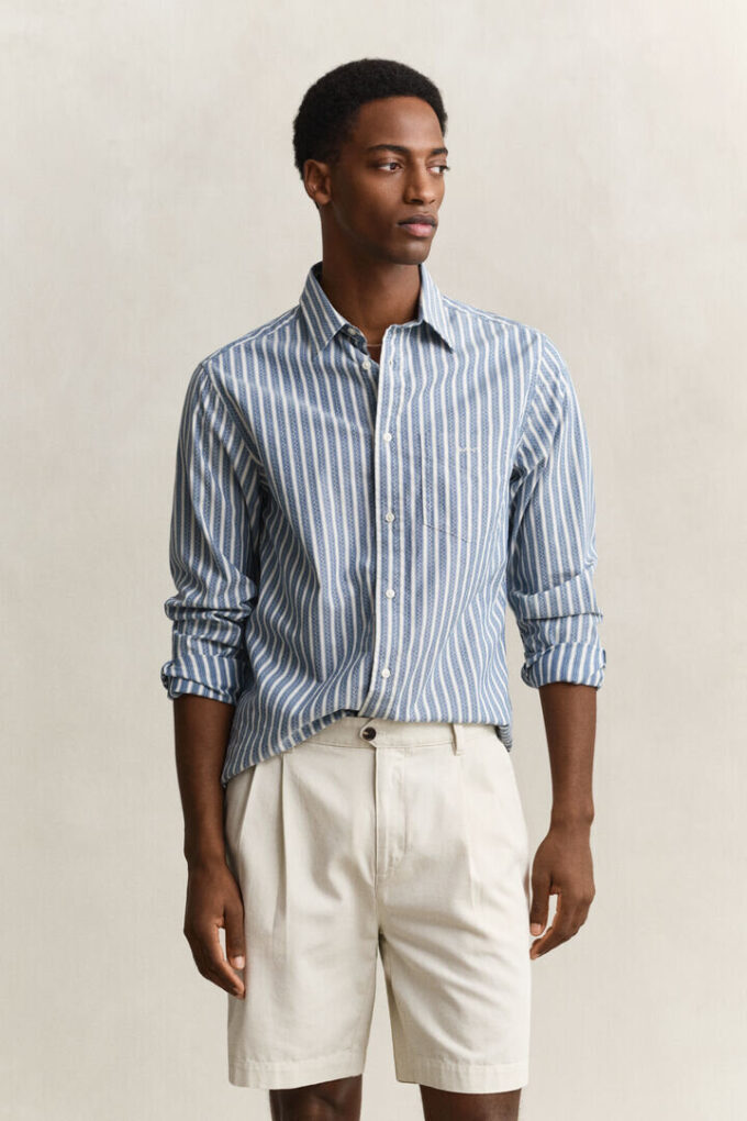 Camisas de corte regular com riscas Dobby