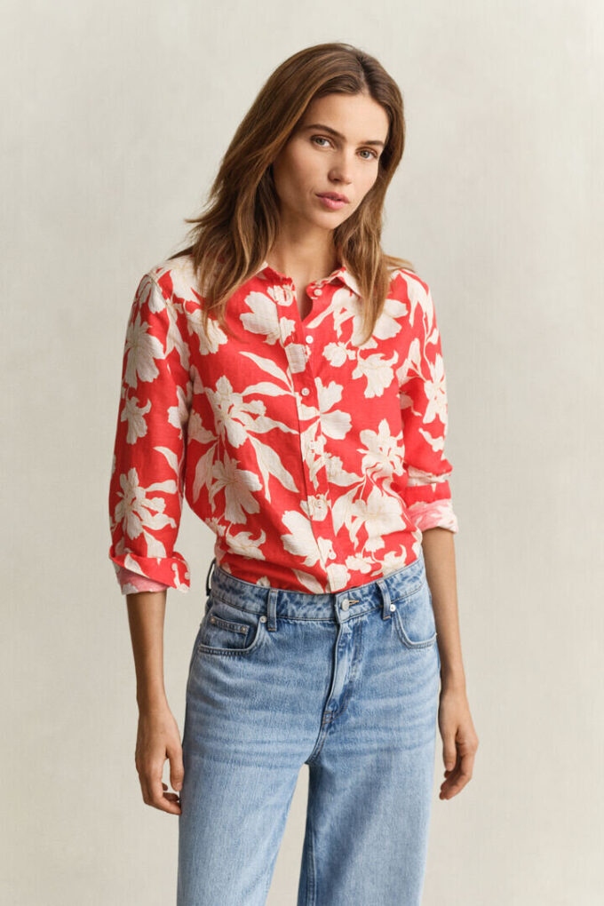 Camisas de linho com padrão floral