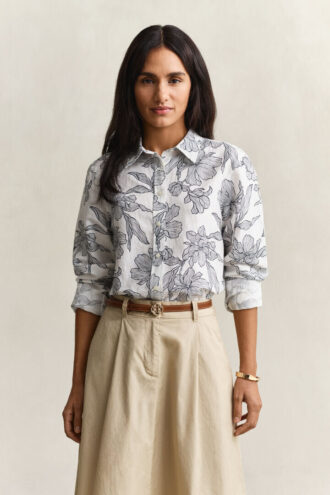 Camisas de linho com padrão floral