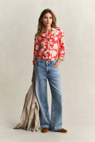 Camisas de linho com padrão floral