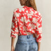 Camisas de linho com padrão floral