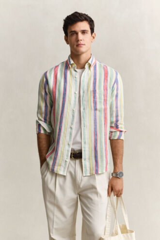 Camisas de linho com riscas múltiplas
