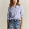 Camisas de linho às riscas com corte regular