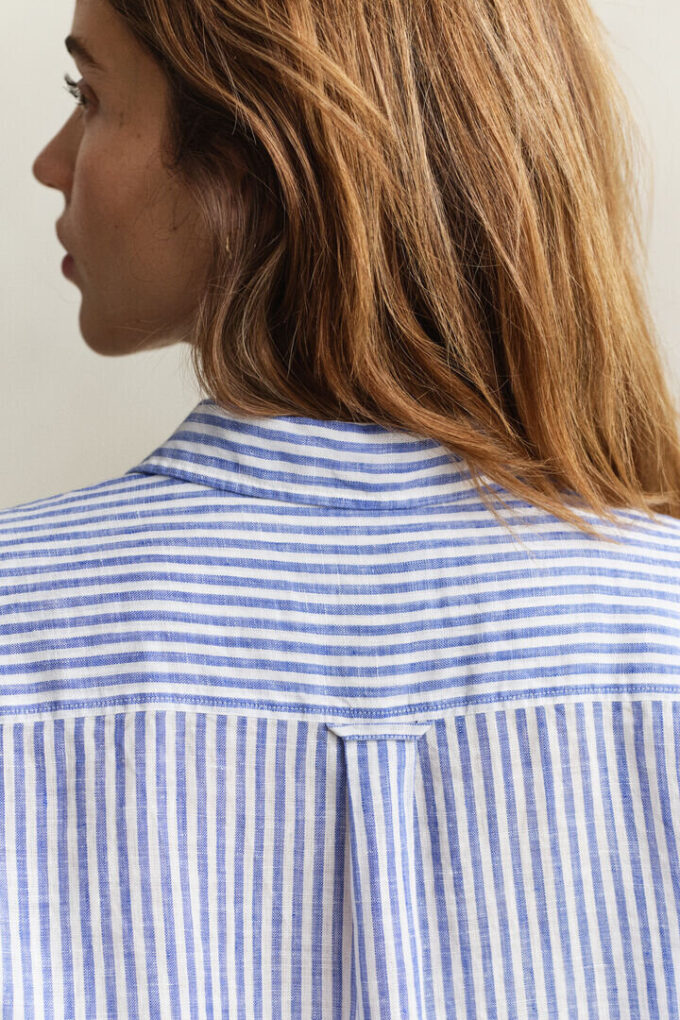 Camisas de linho às riscas com corte regular