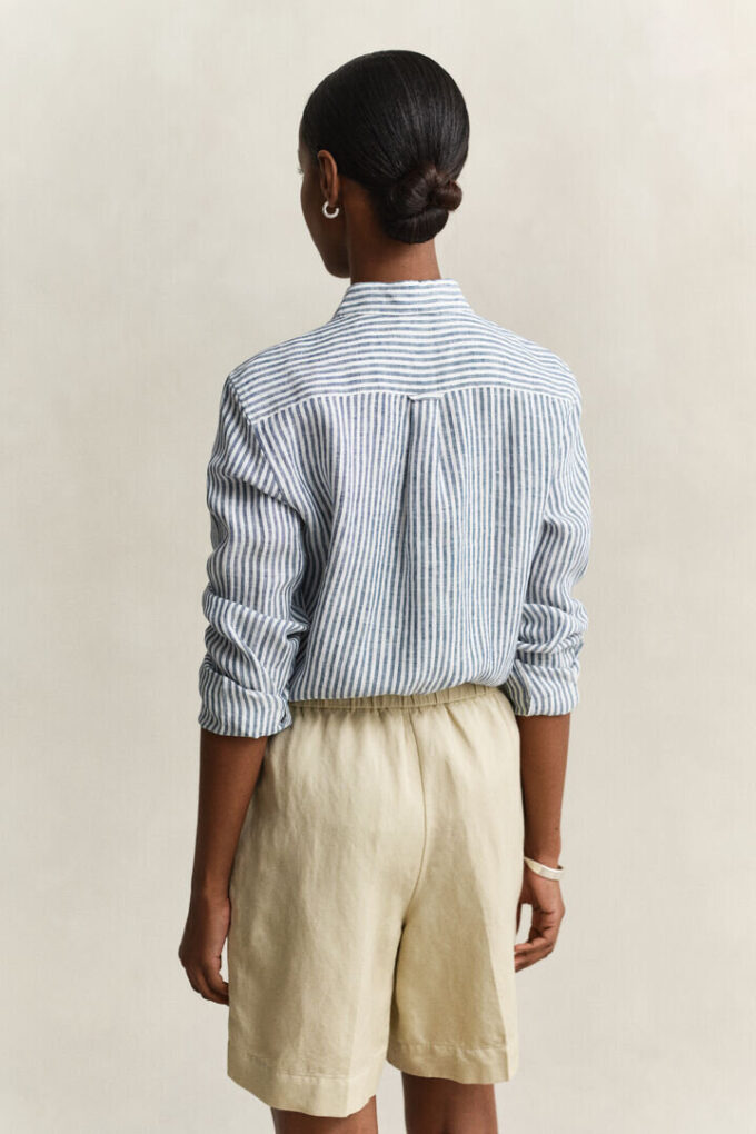 Camisas de linho às riscas com corte regular