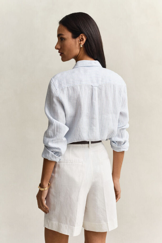 Camisas de linho às riscas com corte regular