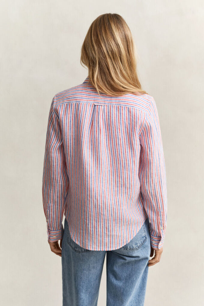 Camisas de linho às riscas com corte regular