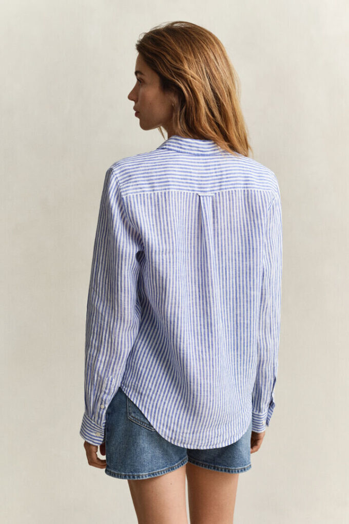 Camisas de linho às riscas com corte regular