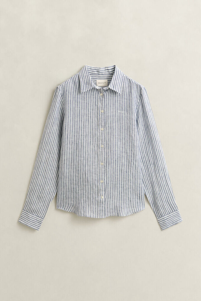 Camisas de linho às riscas com corte regular
