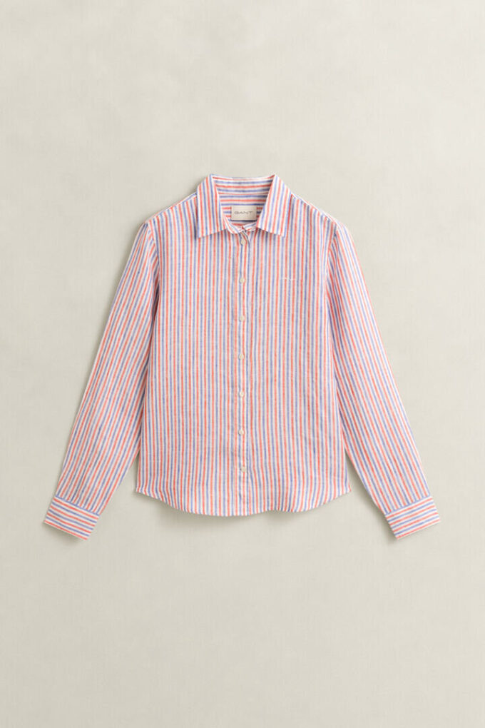 Camisas de linho às riscas com corte regular
