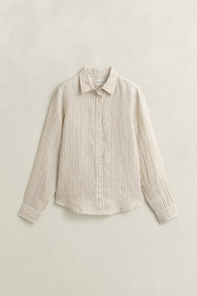Camisas de linho às riscas com corte regular