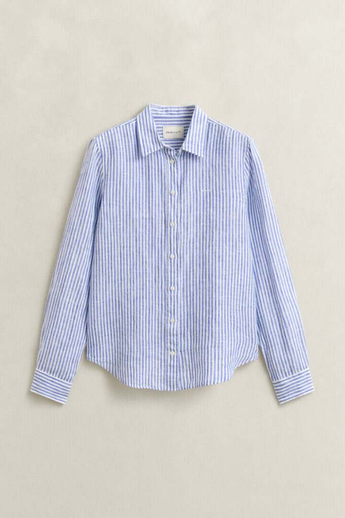 Camisas de linho às riscas com corte regular