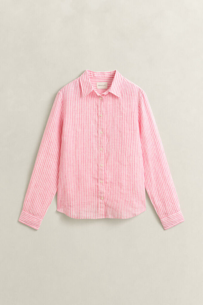 Camisas de linho às riscas com corte regular