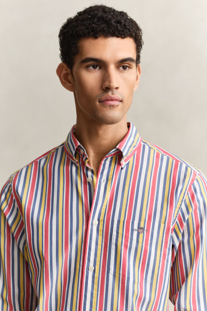 Camisas de popeline com riscas múltiplas