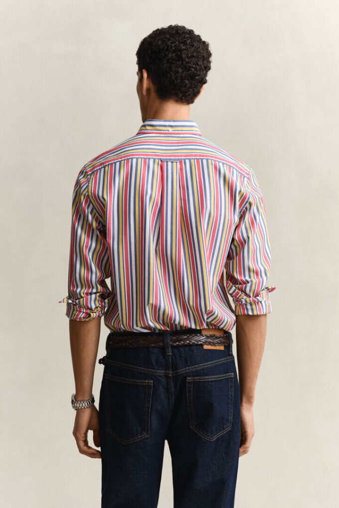 Camisas de popeline com riscas múltiplas
