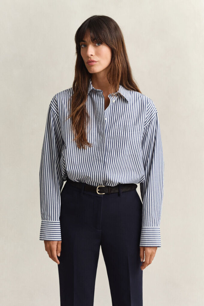 Camisas de popeline às riscas