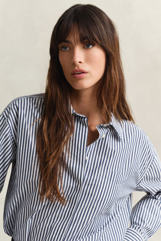 Camisas de popeline às riscas