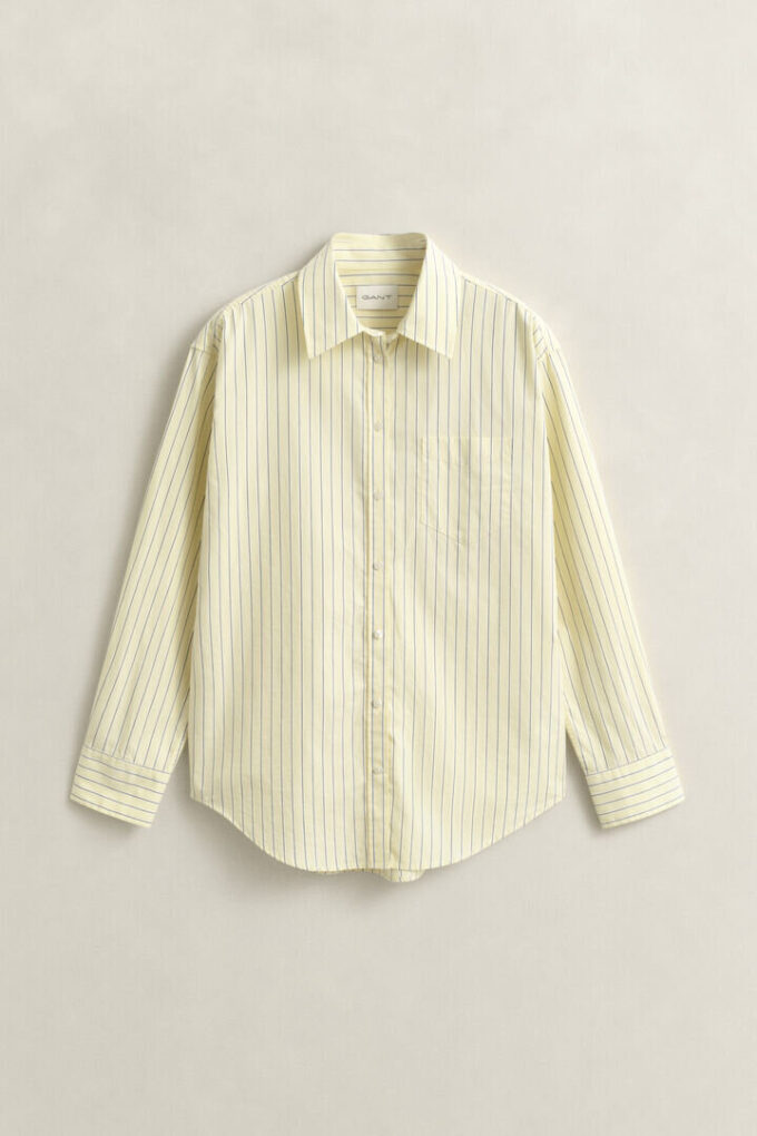 Camisas de popeline às riscas com corte descontraído