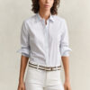 Camisas de popeline às riscas com corte justo