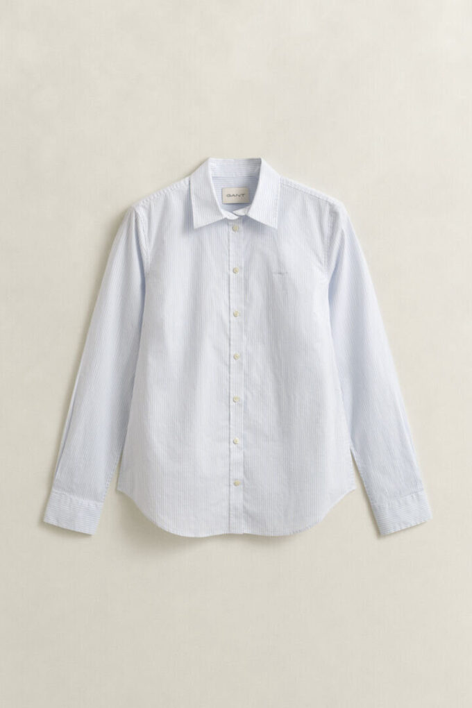 Camisas de popeline às riscas com corte justo