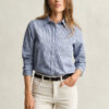 Camisas de popeline às riscas de corte regular