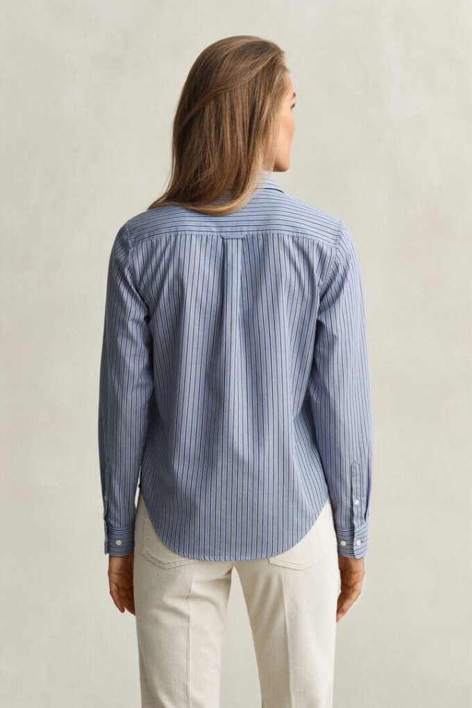 Camisas de popeline às riscas de corte regular
