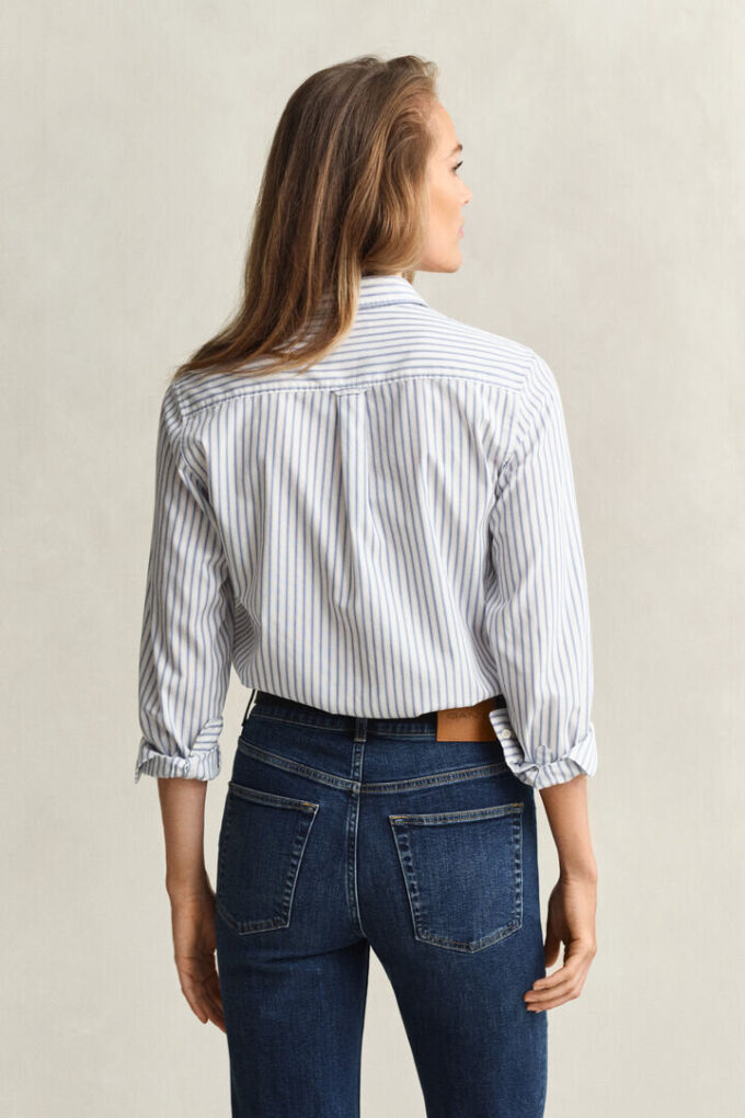 Camisas de popeline às riscas de corte regular