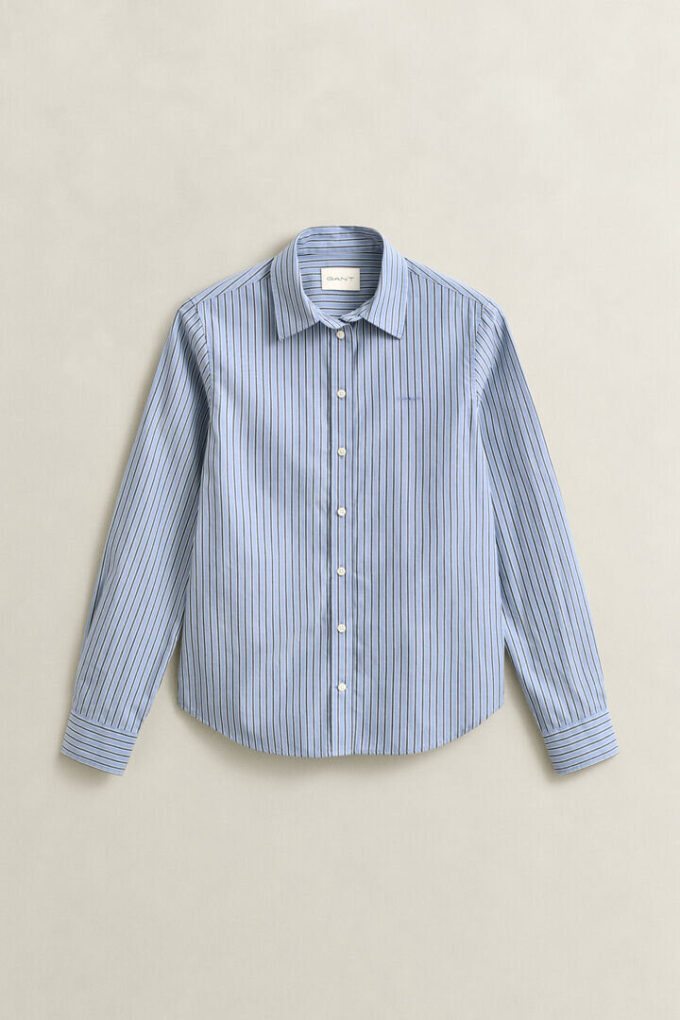 Camisas de popeline às riscas de corte regular