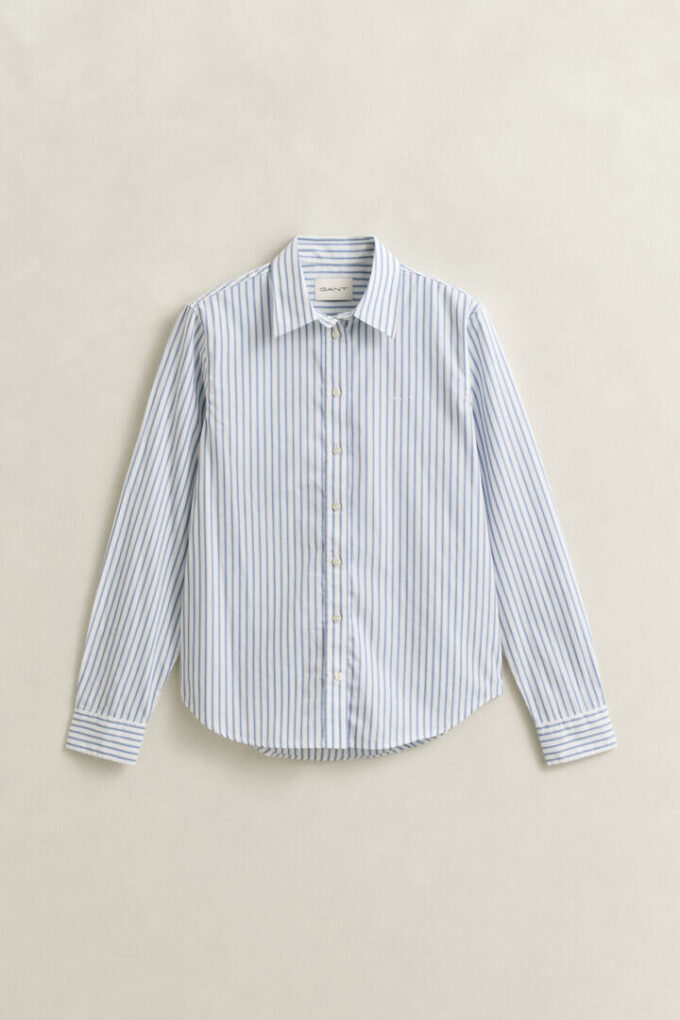 Camisas de popeline às riscas de corte regular