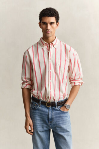 Camisas de popeline tradicional às riscas