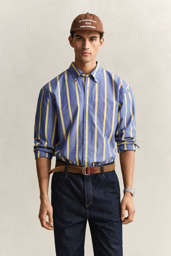 Camisas de popeline tradicional às riscas