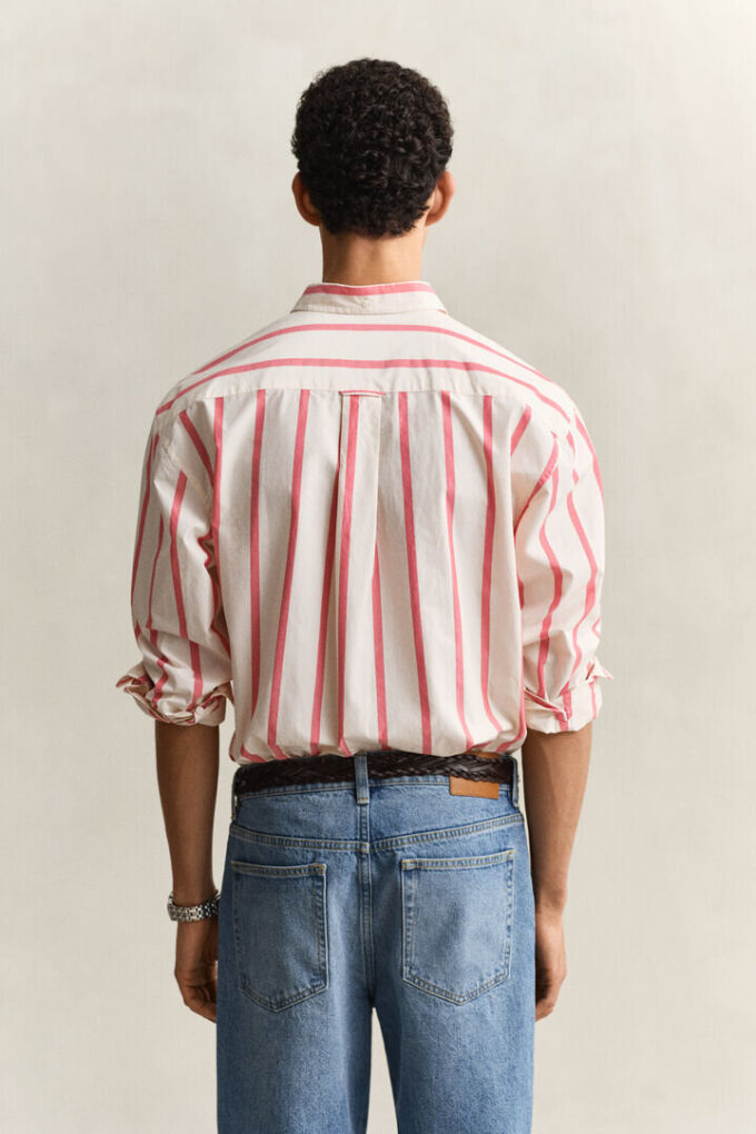 Camisas de popeline tradicional às riscas